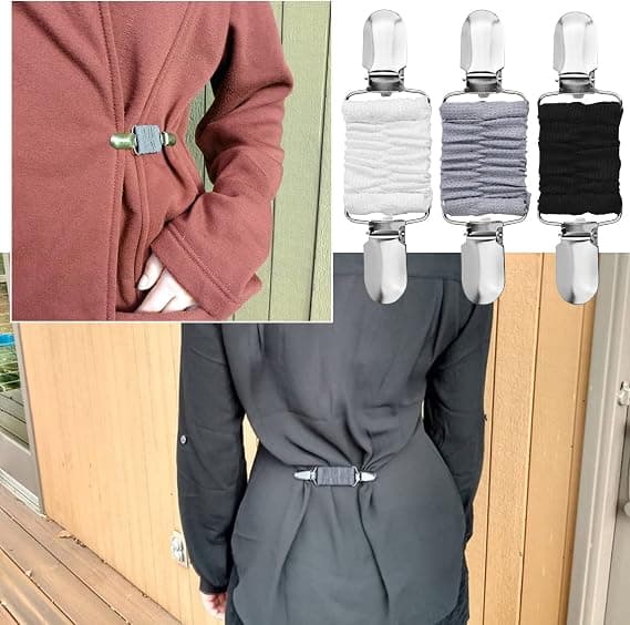 (Svart och vit grå) Tröja krage klämmor, 3 st sjal brosch C