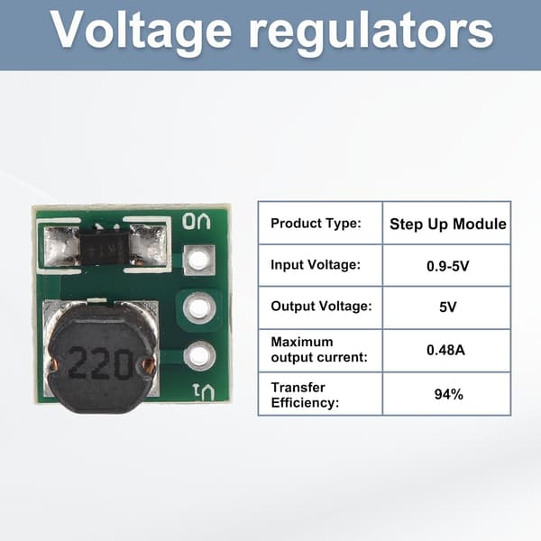 DC-DC Boost Converter Spänningsregulator Step Up Modul Mini 0.9-5V till 5V 0.48A för Strömjustering Transformatorer 5 st - 5 st
