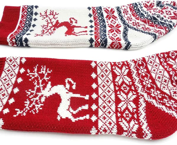 2-pack Julstrumpor i Stickad Kaminförvaring, Hängande Strumpa
