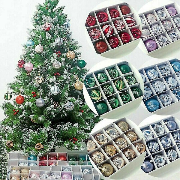 12 stk. Julepynt Kugler Træ Julekugler Fest Bryllup Ornament BlåBlå Blue