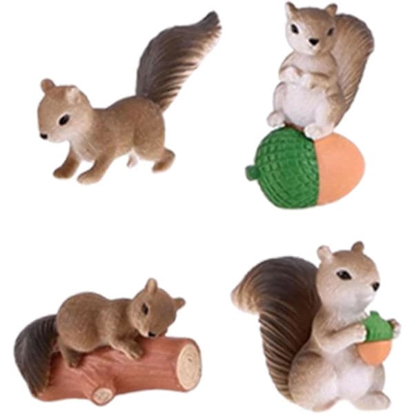 Miniature egern havestatue mini egern dyrefigurer fehavetilbehør Grå Grå Gray