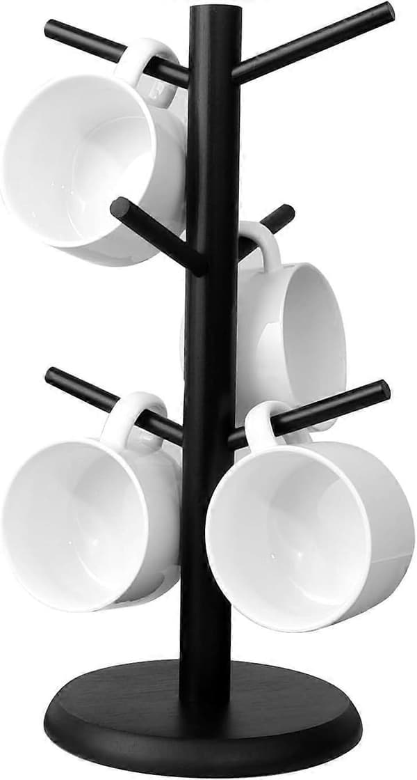 Coffee Cup Holder, Black Bamboo Holder with Thick Base, Mug Holder, Coffee Cup Holder