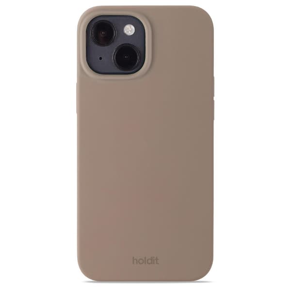 iPhone 15 -puhelinkuori, silikonimateriaali, mokanruskea.