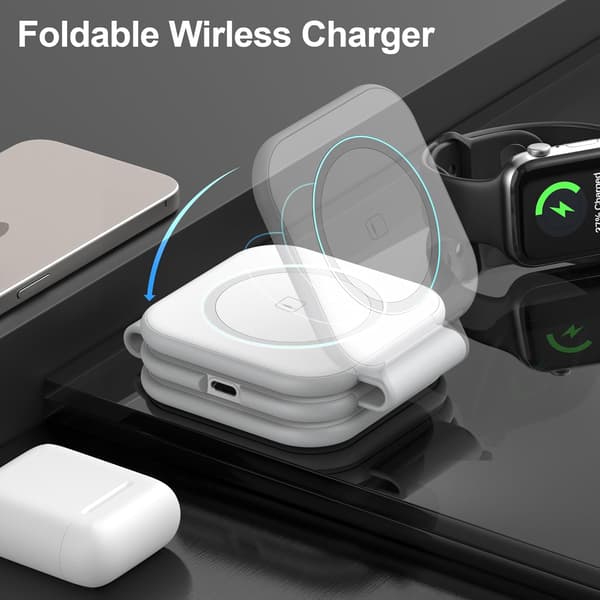 Wireless Induction Charger - 3 in 1 Foldable Charging Station Magsafe Replacement for iPhone 16/15/14/13/12/11/Pro/Max/Plus