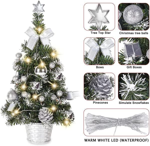 Christmas Tree Decorations, Desktop Christmas Tree, 40 cm High Desktop Christmas Tree with Hanging Ornaments [Ho]