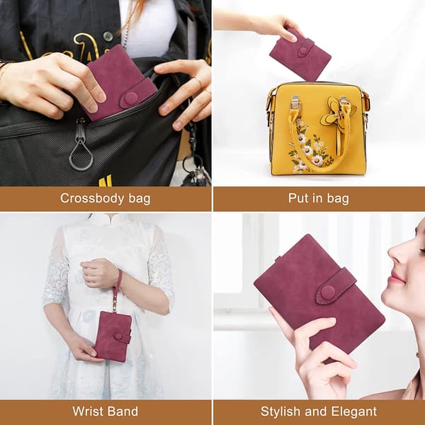 Women's Leather RFID Blocking Wallet - Soft, Comfortable, and Cute Wallet with Multiple Card Slots (Pink)