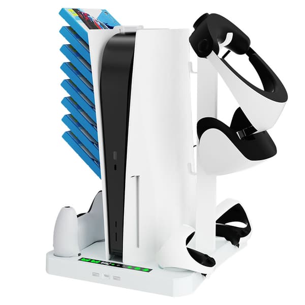 PS VR2 & PS5 -latausasema jäähdytystelineellä, valkoinen White