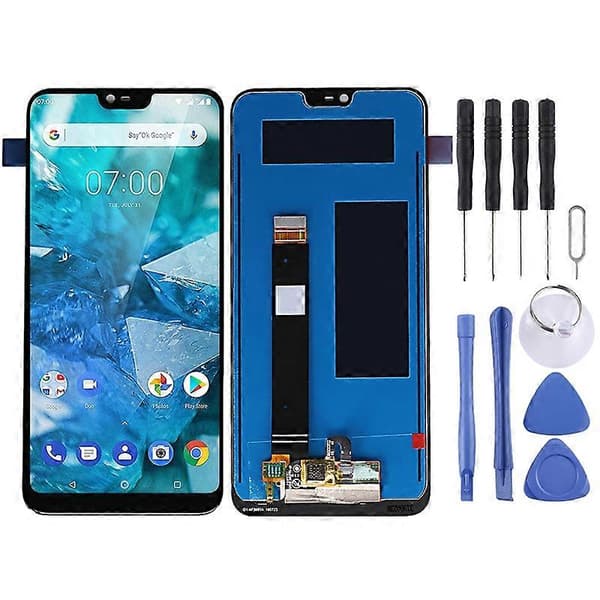 TFT LCD-skærm til Nokia 7.1 TA-1085 TA-1095 TA-1096 med Digitizer Fuld Samling (Sort) Sort Svart