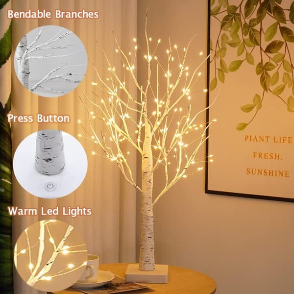 Birch Tree with Lights, 144 LED Lights, Tabletop Bonsai Tree, Artificial Tree for Wedding, Party, Indoor Gift