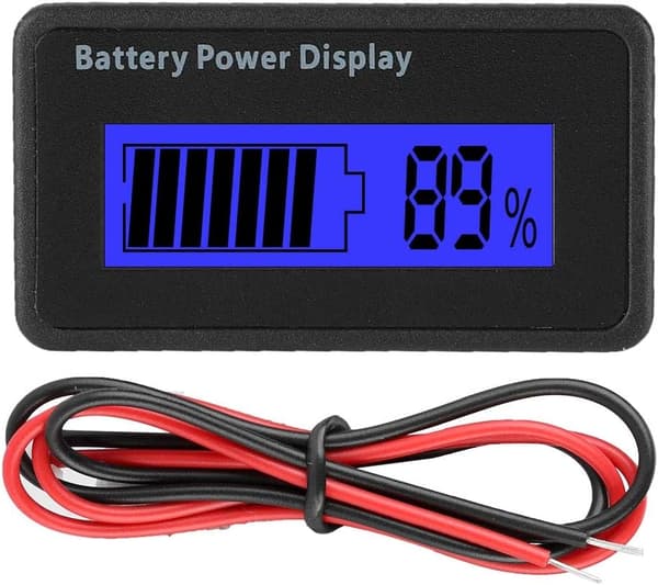Digital batteritester, 12-48V LCD universell batterikapasitetsmåler digital batteriindikator vanntett strøm batterivolt