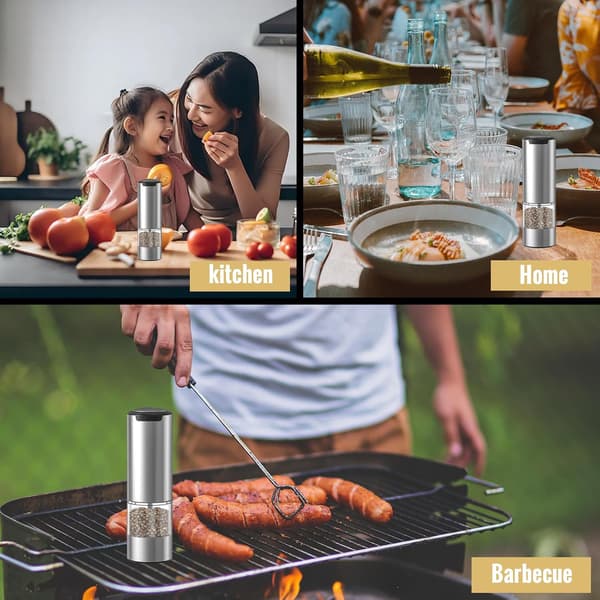 Electric Pepper Grinder, Rechargeable Automatic Pepper Mill, One-Hand Operation, Adjustable Coarseness, Stainless Steel