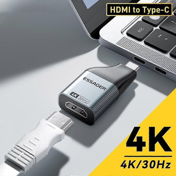 ESSAGER HDMI til Type-C 4K 30Hz Videoadapter Aluminiumlegeringskonverter