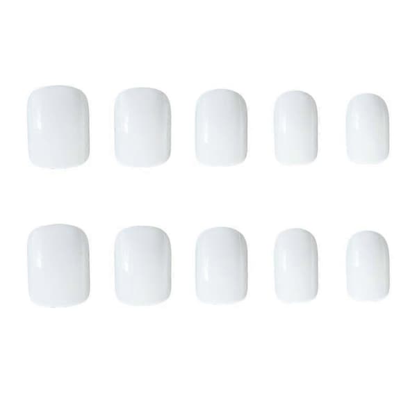 New 24 Pcs False Nails Pure White Short Paragraph Round Square Head Comfortable False Nails