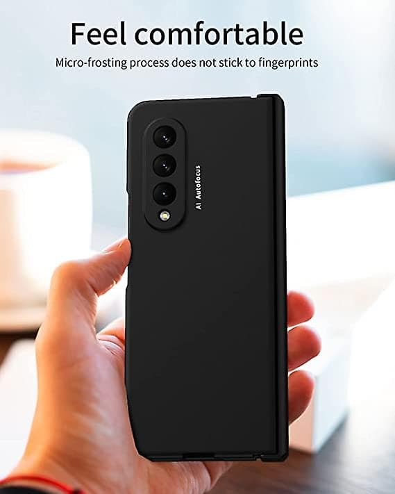 Galaxy Z Fold 3 Case, Heavy Duty Hinge Protection Hard PC Shell with Screen Protector, Full Protection (Black)