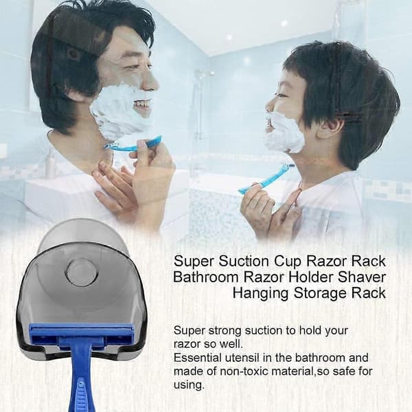 2-pack Razor Holder with Suction Cup - Self-Adhesive Razor Wall Mount - Bathroom Shower Organizer for Glass and Tile