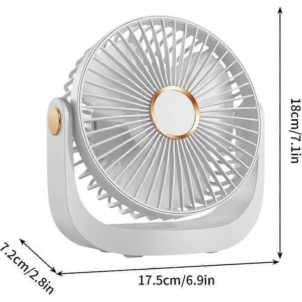 Portable, Quiet Desk Fan with Night Light, USB Rechargeable Battery, 360 Rotation, 5-Speed Setting