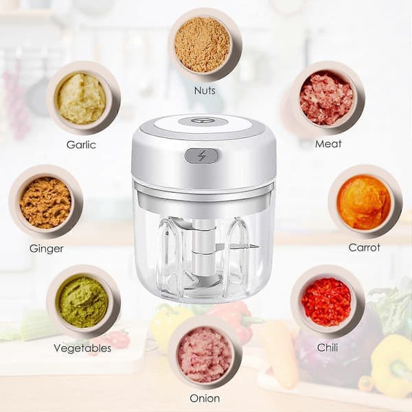 Elektrisk Mini Foodprocessor, Elektrisk Hvidløgshakker, Mini Foodprocessor, Elektrisk Grøntsagshakker (250ML)