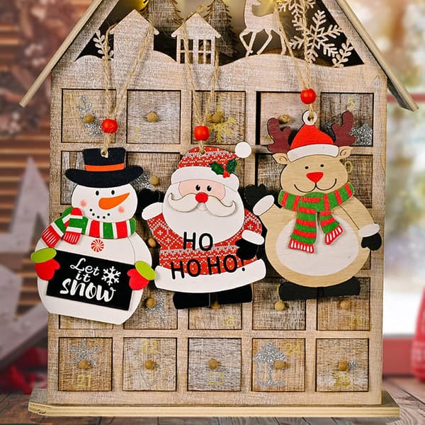 6 st træ DIY juletræspynt, træ Chr