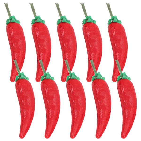 10 st Miniatyrsimulering Chili Mini Realistisk Grönsak Minihustillbehör Röd 2x0,4 cm Red 2x0.4cm