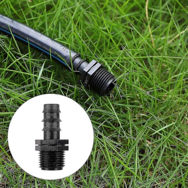 Garden Watering Hose Connector Barbed Fitting, Straight Connector with External Thread (5 Pcs, Black)