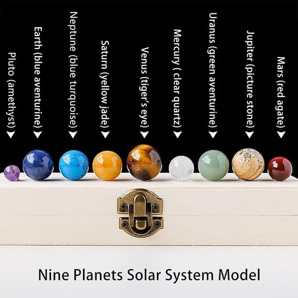 Solar System Model with Nine Planets Crystal Ball - Natural Crystal Gemstone Marble Space Home Office Decoration - Exquisite Crystal - Creative Gifts