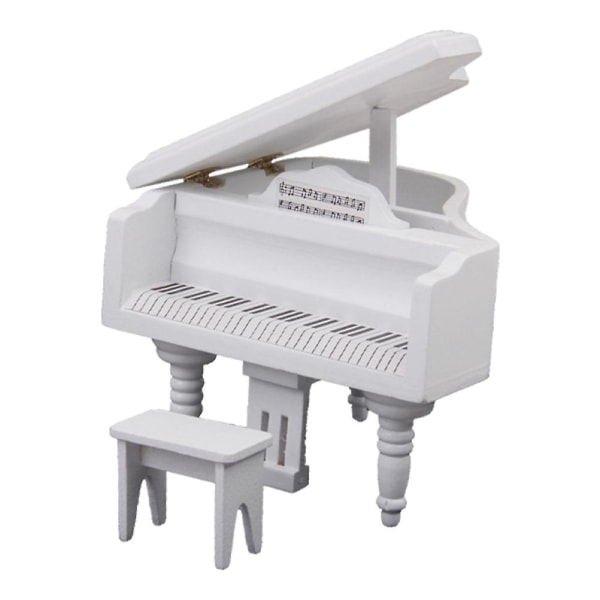 Miniatyrpiano Modell Minihus Träpiano Dekoration Dockhus Pianodekoration Vit 8,9X8,8CM White 8.9X8.8CM