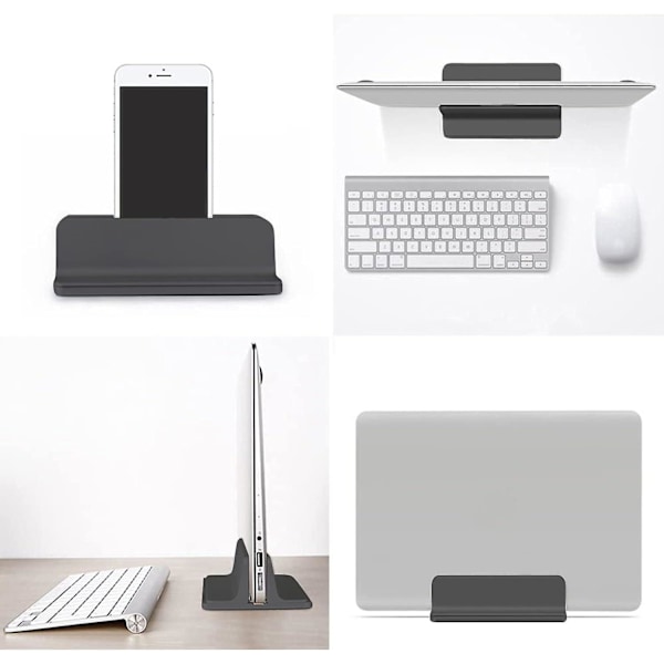 Vertikalt Laptopstativ - Justerbar Skrivebordsholder (sort)