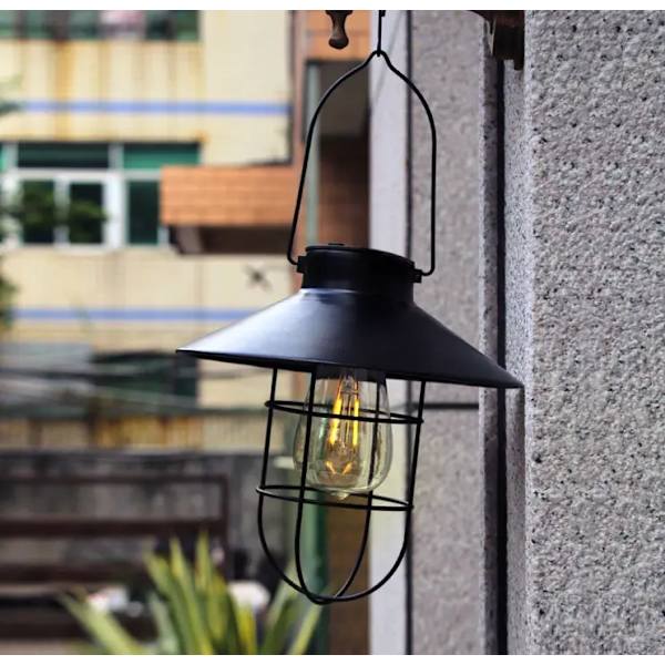 Solcellelygte Udendørs Lys, Hængende Solcellelys, Solcellelygter Metal Vandafvisende Klar Glas & Krog Solcelle Udendørs Lys, Væglys Armatur