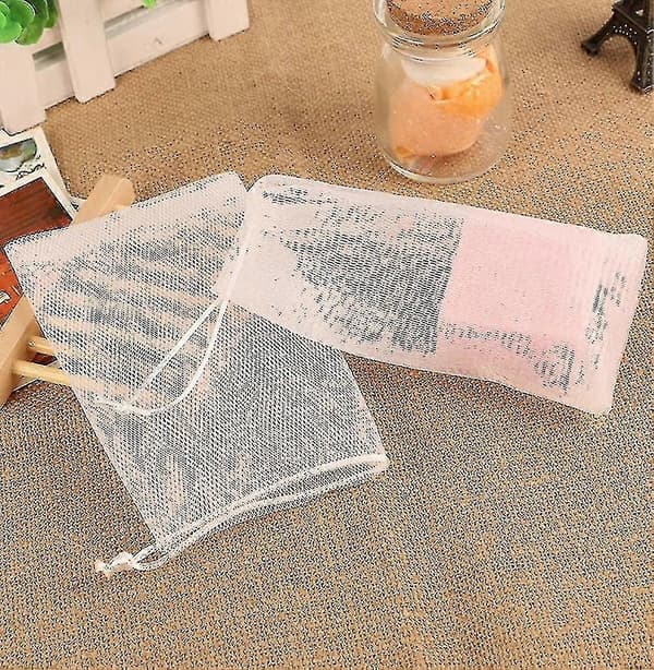 50x Soap Net Soap Pouch Soap Saver Soap Remnants Bag Soap Sack Bubble Net Bags With Drawstring Cleaning Tool