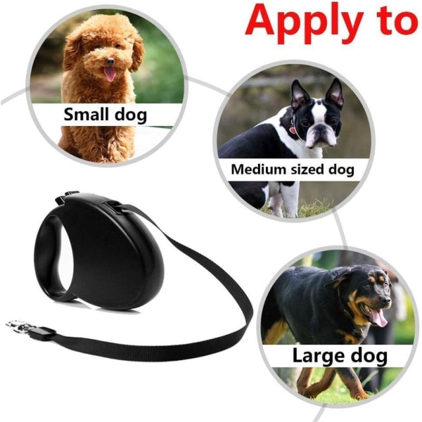 3M Automatisk Explore-udtrækkelig hundesnor Kæledyrstræktov Gang-træningssnor (3M/10Ft, rød)
