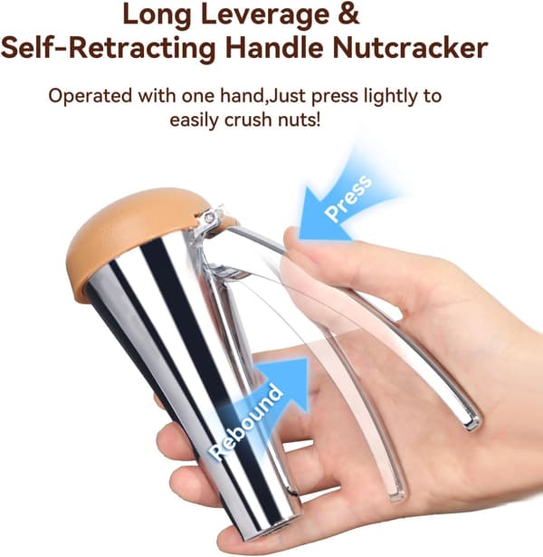 Nutcracker, Heavy Duty Nutcracker with Splash Guard, Walnut Cracker with Ergonomic Design and Automatic Retracting Handle.