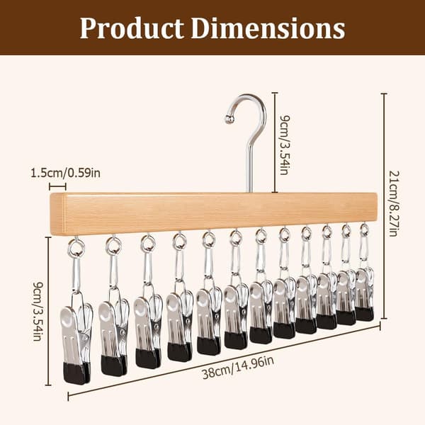 Wardrobe Organizer with 10 Clips Space-Saving Hanging Closet Organizer Space-Saving Hat Scarf Clothes Pegs for Jeans Skirts Socks (We