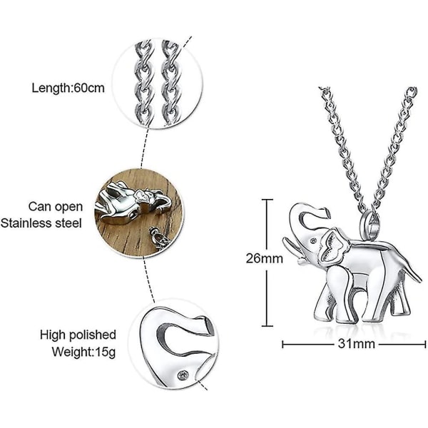 Ashes Kremering smykker Rustfritt stål Elefant Form Minnesmerke Anheng Suvenir Medaljon