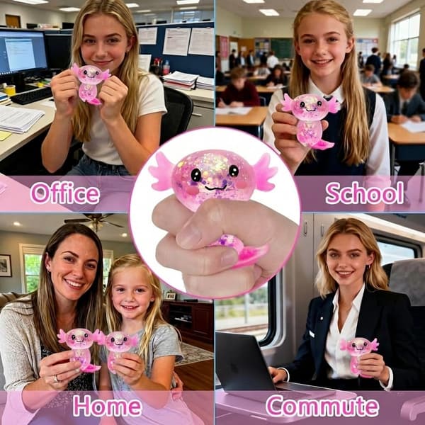 8,99 cm Rosa Glitter Stående Axolotl Squishy Långsamt Stigande Rosa Pink