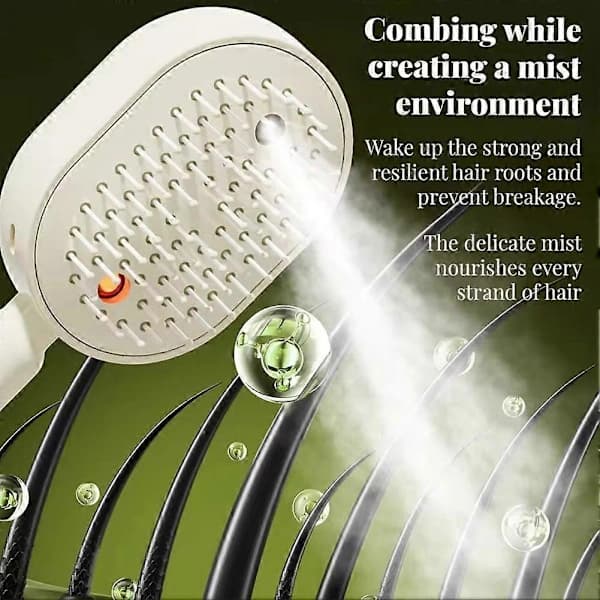 Electric Spray Hair Comb - Essential Oil Diffuser Scalp Massager - Antistatic White White