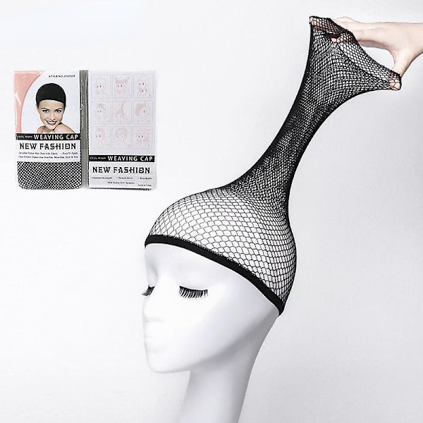 2 stk. Parykk Støttehette Elastisk Nett Snood Parykkhette Kjølig Mesh Cosplay Svart Farge Fiskenett