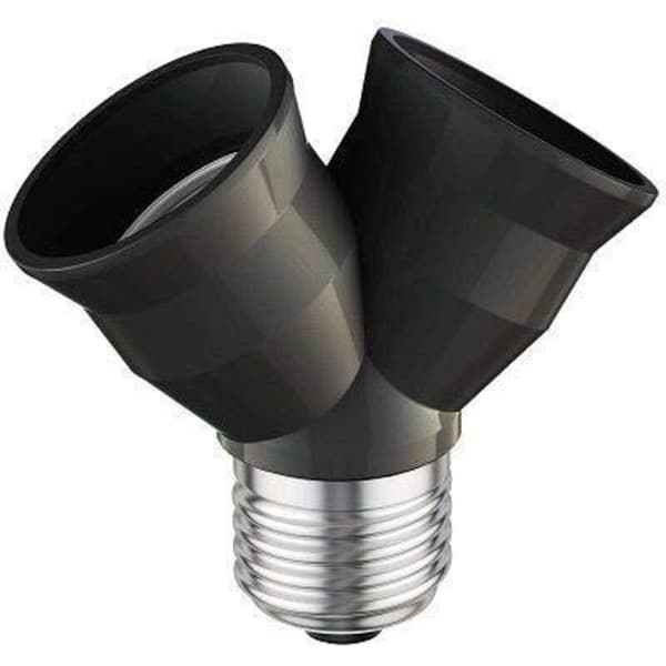 E27 Dobbelt Lampeholder til LED-pærer Maks. Belastning 15 W pr. Fatning 2 i 1 Sort