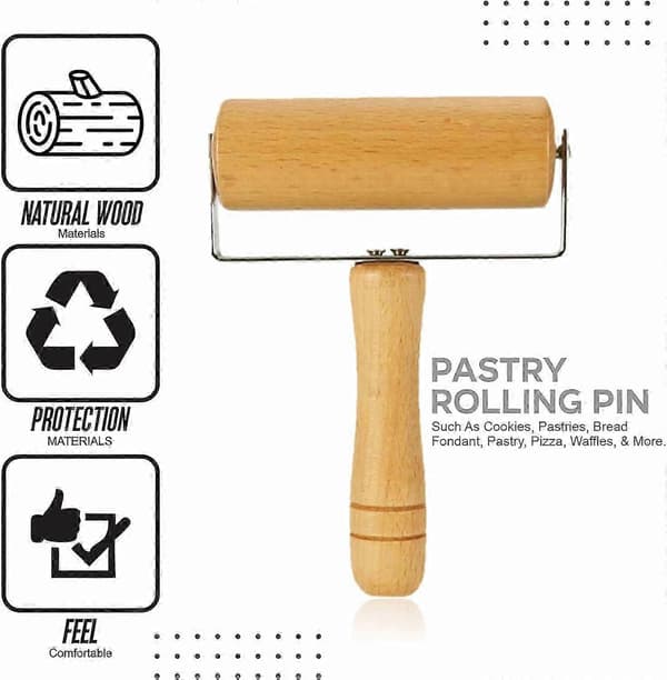 Dough Roller T-shaped Rolling Pin Pizza Roller Heavy Duty Handle Roller for Baking Pizza Pasta Pie Pastry Pie Crust Cookies (1 pc)