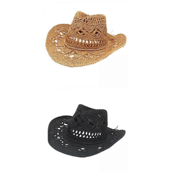 2 stk. Western Cowboy Hat Bredskygget Solhat Strandhat til Udendørs Brug