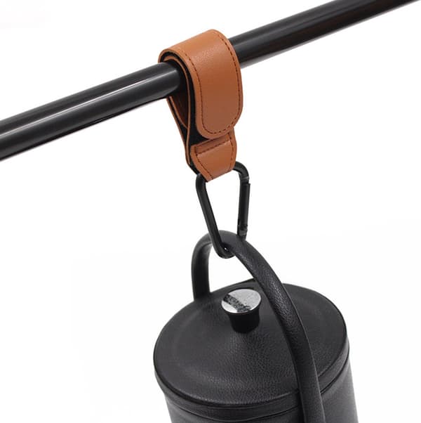 Stroller Hooks, Set of 2, Extra Sturdy, Brown PU Leather, Stroller Hooks, Stroller Accessories
