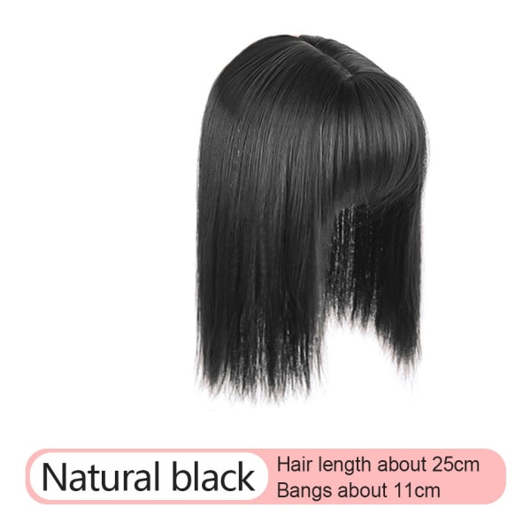 Hårperuk med luftsmäll Långt rakt hår för kvinnor Syntetiskt Värmebeständigt Fiber Syntetiskt hår Limfritt black 1PCS