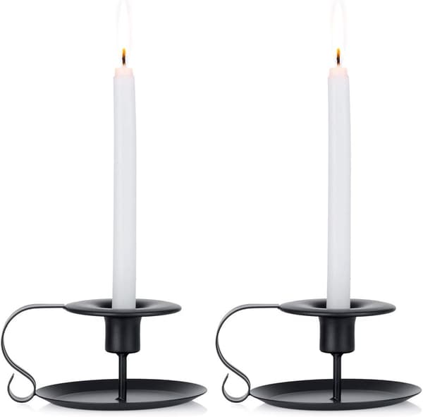 2 stk Retro Jern Enkle Sorte Lysestageholdere Tilspidsede Lysholdere, Passer Standard Tilspidsede og Lysestager, Lysstativ