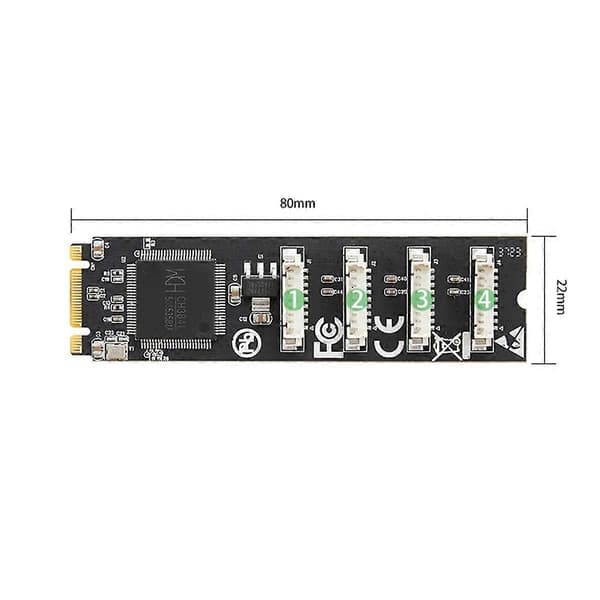 M.2 M+B Nøgle til 4x RS232 Seriel Adapterkort M.2 Udvidelseskort 4 Port Seriel RS232 M.2 Controller C