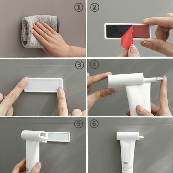 Wall-mounted Rolling Tube Toothpaste Squeezer Magnetic Toothpaste Holder Stand Rotating Toothpaste Dispenser (White/3 Pieces)