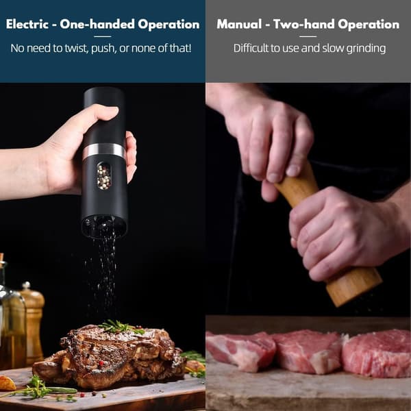Electric Pepper Grinder, Battery Operated Salt Mill, One-Hand Button Control, Adjustable Coarseness, Battery Not Included