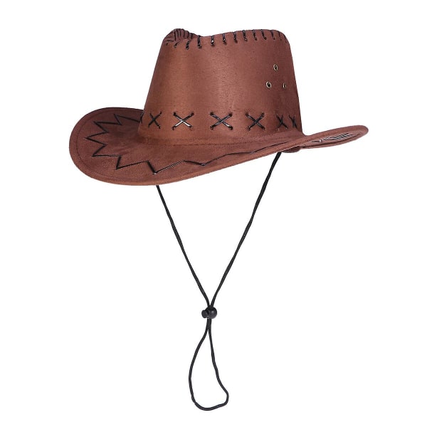 Avslappnad Western Cowboyhatt för Cowgirls Barnhatt Artificiell Mocka Bredbrättad Fritid Halloween Barn Brown