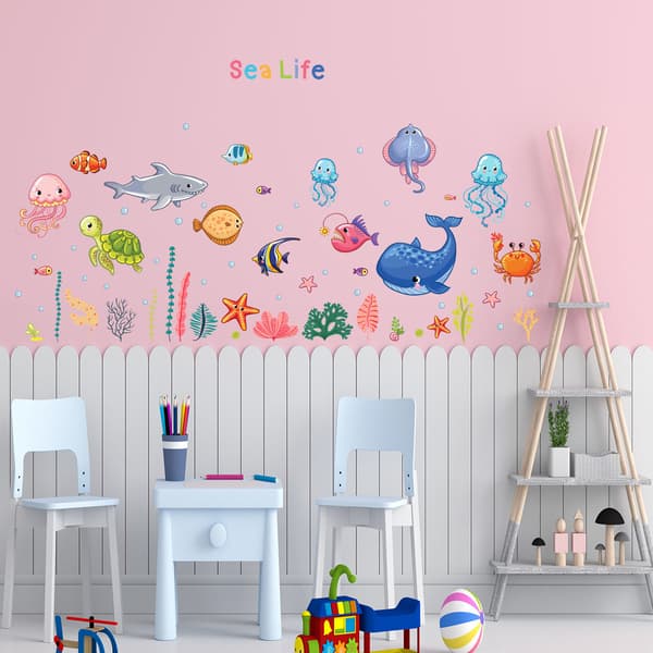 Sea Animal Wall Decals, Removable Fish Wall Stickers, Decorative Stickers