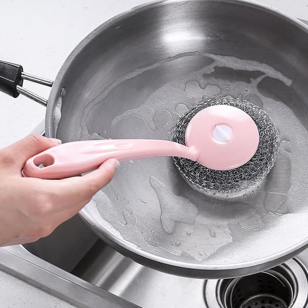 2 stk Rose flekkbestandig rustfritt stål langhåndtak kjøkkenbørste