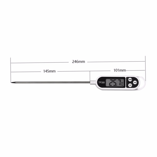 Instant Read Digital kødtermometer til madlavning, brødbagning, vand- og væsketemperatur, vandtæt og lang probe til slik, med baggrundsbelysning