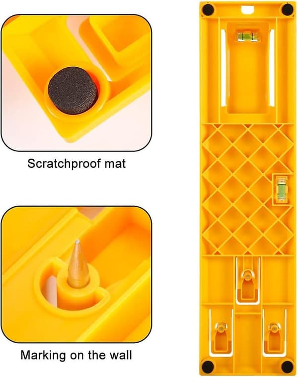Picture Hanging Tool with Spirit Level - Easy Frame Hanger Wall Mounting Kit (Yellow Hanging Tool)